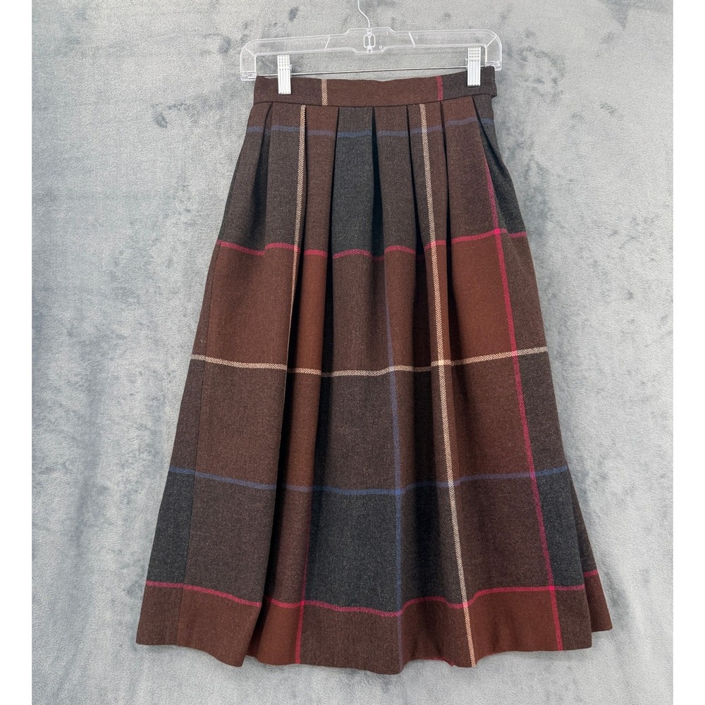 Vintage Country Clothing Company Skirt Womens Size S Plaid Pleated Wool Maxi